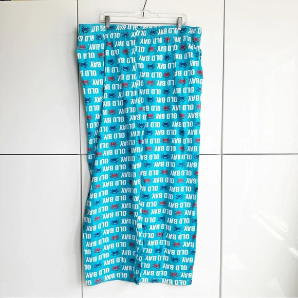 Mens Old Bay Maryland Crab Pajama Pants Drawstring Pockets Blue Red - Picture 7 of 7